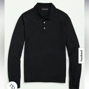 Brooks Brothers Classic Black Polo Style sweater Marino Wool size large